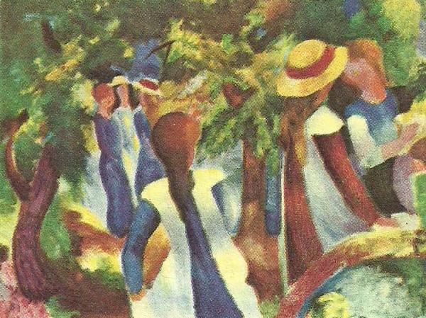 flickor under trad, August Macke